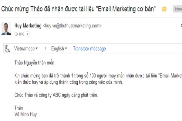 Thông tin về email công ty