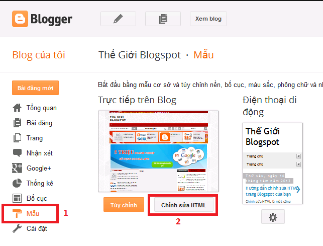 Bước hướng dẫn sử dụng Blogspot HTML Editor